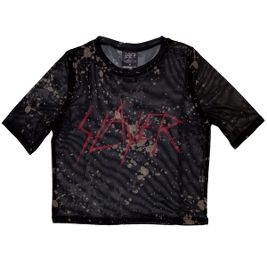 Slayer - Scratchy Logo Lady Bl Mesh Crop Top in the group MERCHANDISE / T-shirt / Heavy Metal at Bengans Skivbutik AB (5583051r)
