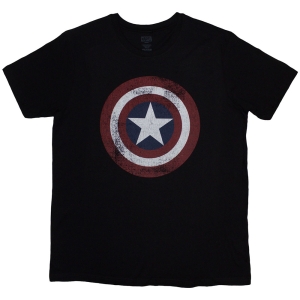 Marvel  - Captain America Distress Shield Uni Bl T-Shirt in the group MERCHANDISE / T-shirt / Soundtrack at Bengans Skivbutik AB (5583721r)