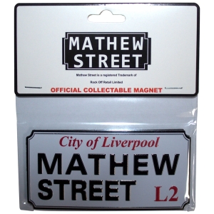 Rock Off - Mathew Street Liverpool Sign Embossed Magnet in the group MERCHANDISE / Magnet / Pop-Rock at Bengans Skivbutik AB (5583945)