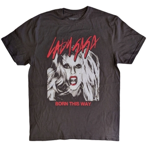 Lady Gaga - Born This Way Photo Uni Grey T-Shirt (XL) in the group MERCHANDISE / T-shirt / Pop-Rock at Bengans Skivbutik AB (5586628)