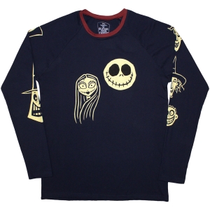 The Nightmare Before Christmas - Faces Aop Uni Navy Longsleeve in the group MERCHANDISE / T-shirt / Soundtrack at Bengans Skivbutik AB (5586790r)