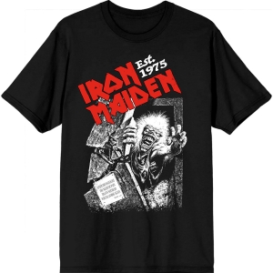 Iron Maiden - Est. 1975 No Prayer Grave Red Logo Uni Bl T-Shirt in the group MERCHANDISE / T-shirt / Heavy Metal at Bengans Skivbutik AB (5628733r)