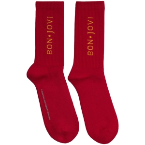 Bon Jovi - Original Logo Uni Red Socks (Eu 40-45) in the group MERCHANDISE / Strumpor / Pop-Rock at Bengans Skivbutik AB (5629357)