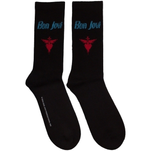 Bon Jovi - Dagger Heart Blue Logo Uni Bl Socks (Eu 40-45) in the group MERCHANDISE / Strumpor / Pop-Rock at Bengans Skivbutik AB (5629360)