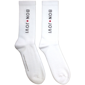 Bon Jovi - Heart Uni Wht Socks (Eu 40-45) in the group MERCHANDISE / Strumpor / Pop-Rock at Bengans Skivbutik AB (5629361)