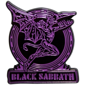 Black Sabbath - Purple Text Logo & Daemon Pin Badge in the group MERCHANDISE / Pin-Button Badge / Heavy Metal at Bengans Skivbutik AB (5630510)
