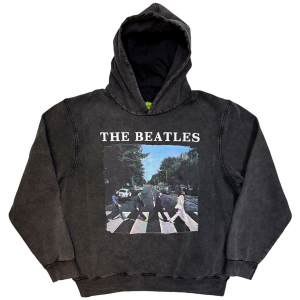 Beatles  - Abbey Road & Logo Stone Wash Uni Char Hoodie in the group MERCHANDISE / Hoodies / Pop-Rock at Bengans Skivbutik AB (5637607r)