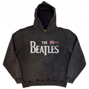 Beatles  - Guitar & Drop T Stone Wash Uni Char Hoodie in the group MERCHANDISE / Hoodies / Pop-Rock at Bengans Skivbutik AB (5637608r)