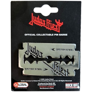 Judas Priest - British Steel Razor Blade Pin Badge in the group MERCHANDISE / Pin-Button Badge / Heavy Metal at Bengans Skivbutik AB (5638263)