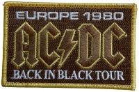 Ac/Dc - Patch Europe 1980 Back In Black Tou in the group MERCHANDISE / Patch / Heavy Metal at Bengans Skivbutik AB (5639486)