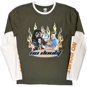 No Doubt - Flames Uni Green/Wht Layered Longsleeve  (L) in the group OTHER / -Start Tshirt at Bengans Skivbutik AB (5643743)