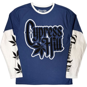 Cypress Hill - Leaf & Logo Uni Denim/Wht Layered Longsleeve in the group MERCHANDISE / T-shirt / Hip Hop-Rap at Bengans Skivbutik AB (5643858r)