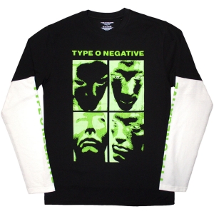 Type O Negative - Faces Uni Bl/Wht Layered Longsleeve in the group MERCHANDISE / T-shirt / Heavy Metal at Bengans Skivbutik AB (5644798r)