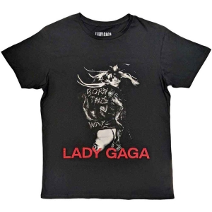 Lady Gaga - Leather Jacket Uni Bl T-Shirt in the group MERCHANDISE / T-shirt / Pop-Rock at Bengans Skivbutik AB (5645635r)