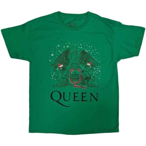 Queen - Holiday Crest Uni Green T-Shirt in the group MERCHANDISE / T-shirt / Pop-Rock at Bengans Skivbutik AB (5648199r)
