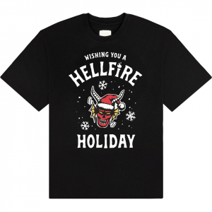 Stranger Things - Wishing You A Hell Fire Uni Bl T-Shirt in the group MERCHANDISE / T-shirt / Soundtrack at Bengans Skivbutik AB (5649143r)