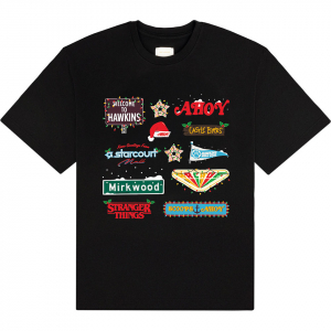 Stranger Things - Deck Christmas Sign Uni Bl T-Shirt in the group MERCHANDISE / T-shirt / Soundtrack at Bengans Skivbutik AB (5649144r)