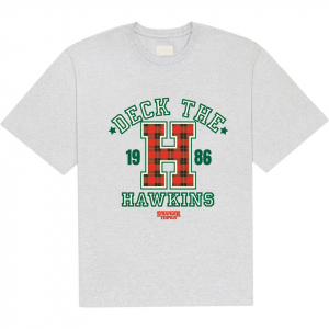 Stranger Things - Deck The Hawkins Uni Grey T-Shirt in the group MERCHANDISE / T-shirt / Soundtrack at Bengans Skivbutik AB (5649145r)