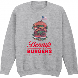 Stranger Things -  Benny’S Burger Uni Grey Sweatshirt in the group MERCHANDISE / Sweatshirt / Soundtrack at Bengans Skivbutik AB (5649154r)