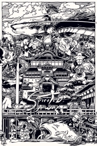 Movie Poster - Spirited Away - Black & White (91,5 X 61 Cm) in the group MERCHANDISE / Poster / TV series at Bengans Skivbutik AB (5658044)