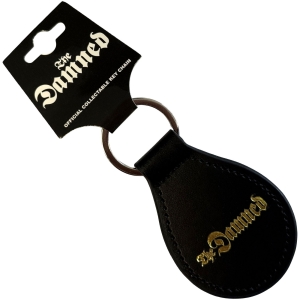 Damned - Gold Gothic Logo Leather Keychain in the group MERCHANDISE / Keyring / Punk at Bengans Skivbutik AB (5663210)