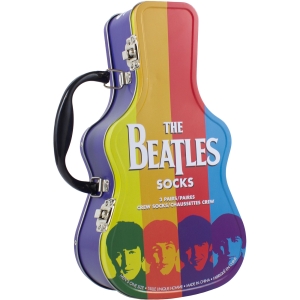 The Beatles - Colour Faces Guitar Tin Uni 3-Pack Socks in the group MERCHANDISE / Strumpor /  /  at Bengans Skivbutik AB (5667687)