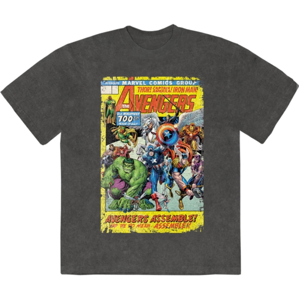 Marvel Comics - Avengers Assemble 700 Stone Wash Uni Char T-Shirt in the group MERCHANDISE / T-shirt / Nyheter / Film-Musikal at Bengans Skivbutik AB (5674005r)