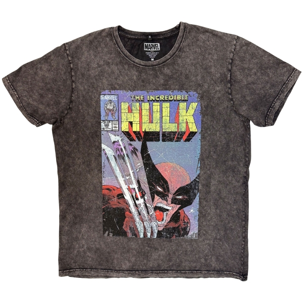 Marvel Comics - Incredible Hulk Wolverine Stone Wash Uni Char T-Shirt in the group MERCHANDISE / T-shirt / Nyheter / Film-Musikal at Bengans Skivbutik AB (5674006r)