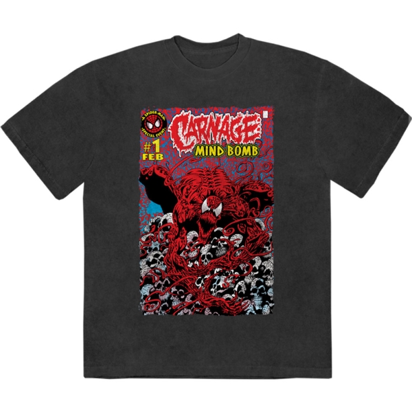 Marvel Comics - Carnage Mind Bomb Stone Wash Uni Bl T-Shirt in the group MERCHANDISE / T-shirt / Nyheter / Film-Musikal at Bengans Skivbutik AB (5674007r)