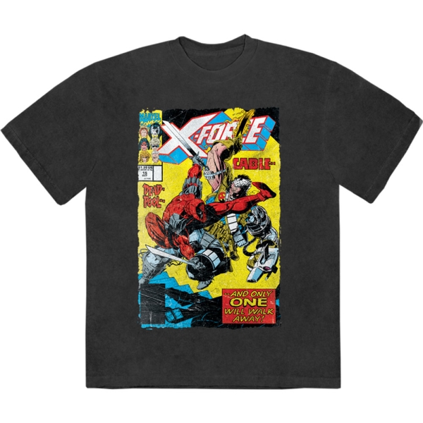 Marvel Comics - X-Force Cable & Deadpool Stone Wash Uni Bl T-Shirt in the group MERCHANDISE / T-shirt / Nyheter / Film-Musikal at Bengans Skivbutik AB (5674009r)
