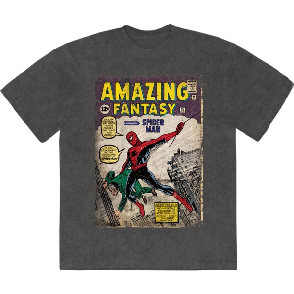 Marvel Comics - Spider-Man Amazing Fantasy Stone Wash Uni Char T-Shirt in the group MERCHANDISE / T-shirt / Nyheter / Film-Musikal at Bengans Skivbutik AB (5674012r)