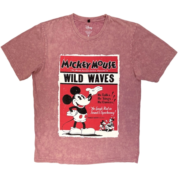Disney - Mickey Wild Waves Stone Wash Uni Kashmir Red T-Shirt in the group MERCHANDISE / T-shirt / Nyheter / Film-Musikal at Bengans Skivbutik AB (5674017r)