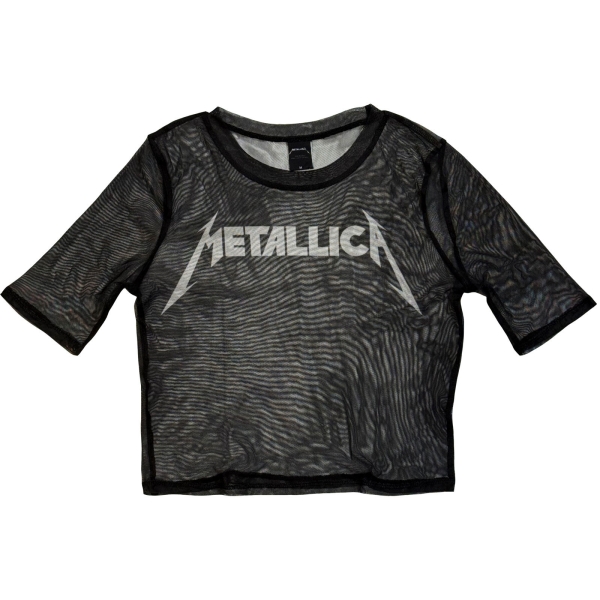 Metallica - Logo Lady Bl Mesh Crop T-Shirt in the group MERCHANDISE / T-shirt / Nyheter / Hårdrock at Bengans Skivbutik AB (5674537r)