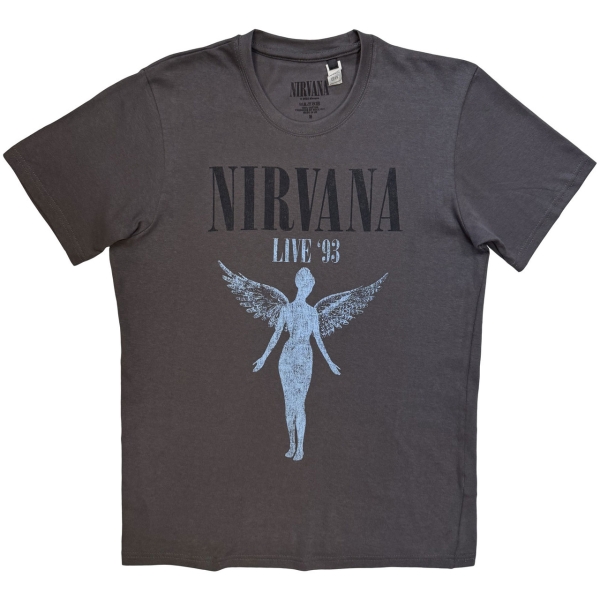 Nirvana - Unisex T-Shirt: Live 93 Angel (Charcoal Grey) in the group MERCHANDISE / T-shirt / Pop-Rock at Bengans Skivbutik AB (5674542r)