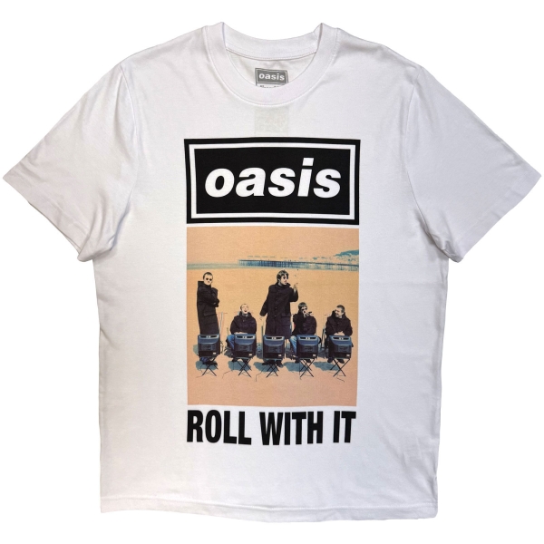 Oasis - Roll With It Single Cover Wht T-Shirt in the group MERCHANDISE / T-shirt / Nyheter / Pop-Rock at Bengans Skivbutik AB (5674557r)