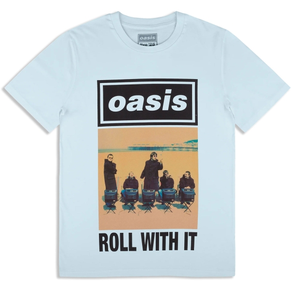 Oasis - Roll With It Single Cover Lht Blue T-Shirt in the group MERCHANDISE / T-shirt / Nyheter / Pop-Rock at Bengans Skivbutik AB (5674561r)