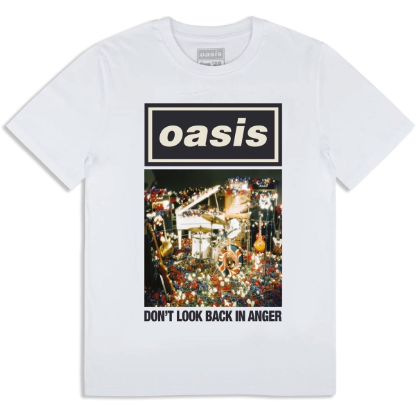 Oasis - Don't Look Back In Anger Single Cover Wht T-Shirt in the group MERCHANDISE / T-shirt / Nyheter / Pop-Rock at Bengans Skivbutik AB (5674563r)