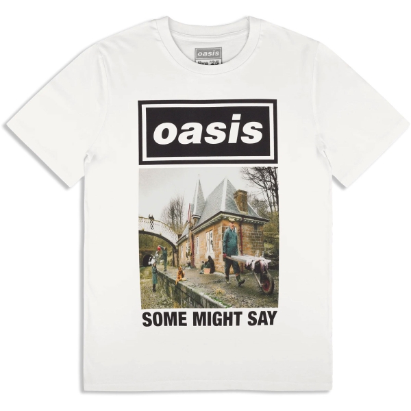 Oasis - Some Might Say Single Cover Wht T-Shirt in the group MERCHANDISE / T-shirt / Nyheter / Pop-Rock at Bengans Skivbutik AB (5674572r)