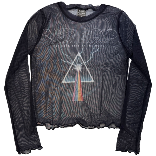 Pink Floyd - Lightning Prism Lady Navy Mesh Crop T-Shirt in the group MERCHANDISE / T-shirt / Nyheter / Pop-Rock at Bengans Skivbutik AB (5674575r)