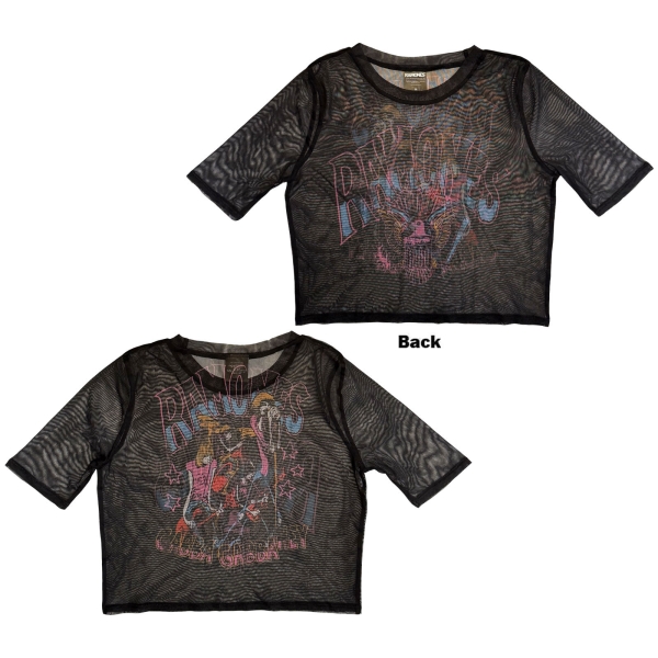 Ramones - Graffiti Illustration Lady Bl Mesh Crop T-Shirt in the group MERCHANDISE / T-shirt / Nyheter / Punk at Bengans Skivbutik AB (5674580r)