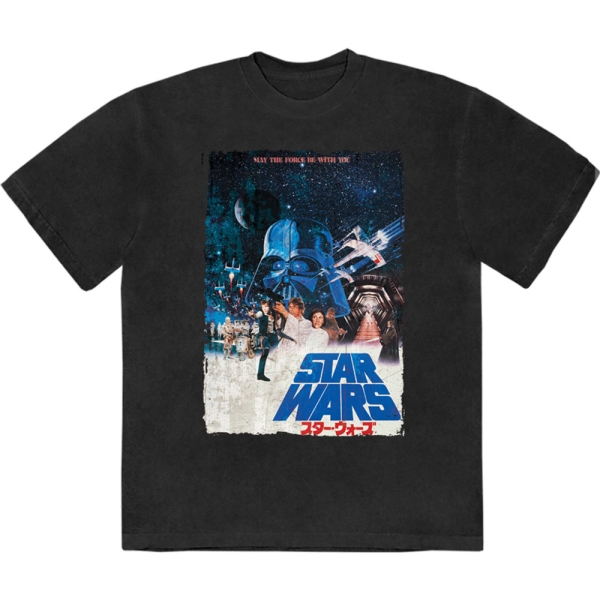Star Wars - May The Force Be With You Stone Wash Uni Bl T-Shirt in the group MERCHANDISE / T-shirt / Nyheter / Film-Musikal at Bengans Skivbutik AB (5674593r)