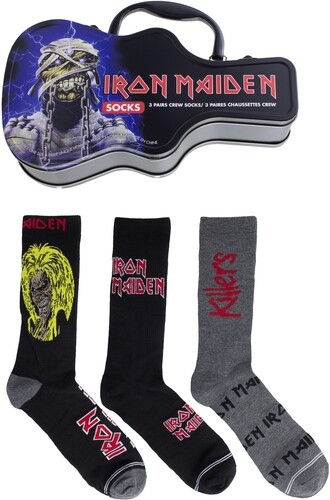Iron Maiden - Crew Socks (3 Pack Collector Guitar Shape Tin) in the group MERCHANDISE / Strumpor / Heavy Metal at Bengans Skivbutik AB (5675518)