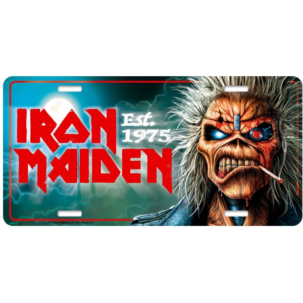 Iron Maiden - Number Plate: Est 1975 in the group MERCHANDISE / Merch / Kommande / Hårdrock at Bengans Skivbutik AB (5676499)