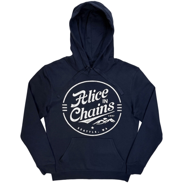 Alice In Chains - Circle Emblem (Navy Blue) Unisex Pullover Hoodie in the group MERCHANDISE / Hoodies / Kommande / Pop-Rock at Bengans Skivbutik AB (5677241r)