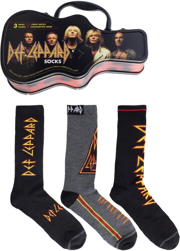 Def Leppard - Crew Socks (3 Pack Collector Guitar Shape Tin) in the group MERCHANDISE / Strumpor / Heavy Metal at Bengans Skivbutik AB (5680198)