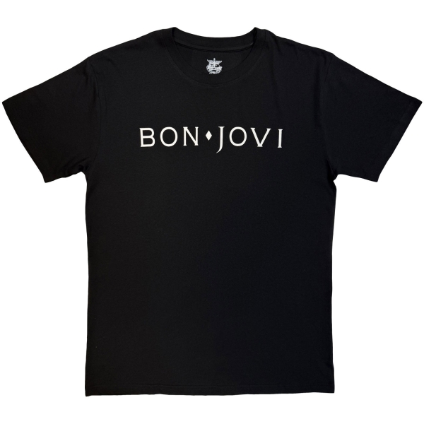 Bon Jovi - Logo Mono Uni Bl T-Shirt in the group MERCHANDISE / T-shirt / Kommande / Hårdrock at Bengans Skivbutik AB (5680730r)