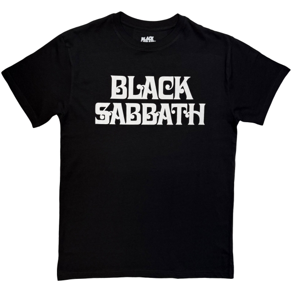 Black Sabbath - Curly Logo Mono Uni Bl T-Shirt in the group OTHER / Kommande - alla format at Bengans Skivbutik AB (5680731r)
