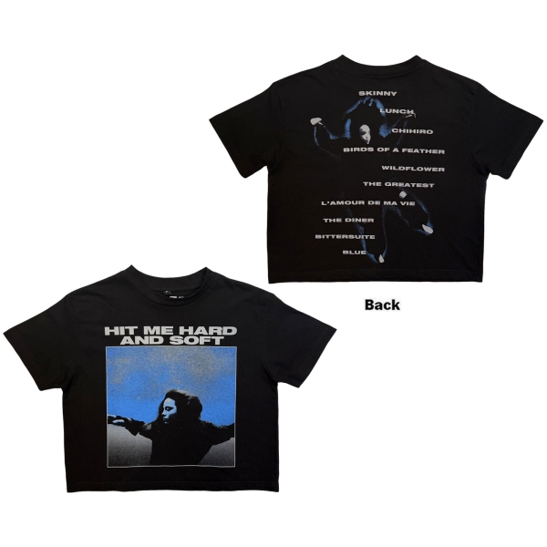 Billie Eilish - Hmhas Tracklist Lady Bl Crop Top in the group MERCHANDISE / T-shirt / Kommande / Pop-Rock at Bengans Skivbutik AB (5681146r)