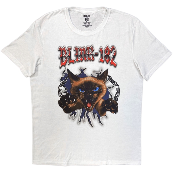 Blink-182 - Cheshire Cat Uni Wht T-Shirt in the group OTHER / Kommande - alla format at Bengans Skivbutik AB (5681148r)