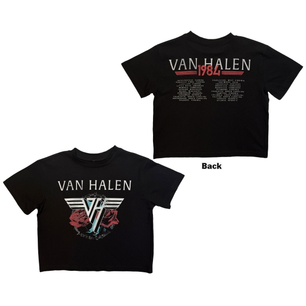 Van Halen - 84 Tour Lady Bl Crop Top in the group MERCHANDISE / T-shirt / Kommande / Hårdrock at Bengans Skivbutik AB (5681191r)